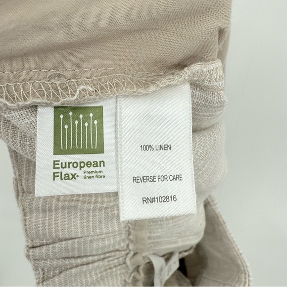 Garnet Hill Straight-Leg Linen Trousers in Natural Pinstripe Size 6 - Picture 4 of 10